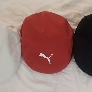 PUMA tour driver golf hats LOT OF 3 White, Black, Red, Size Small / Flex fit